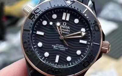 OR Factory Replica Omega Seamaster 300m Rose Gold Black Ceramic Watch