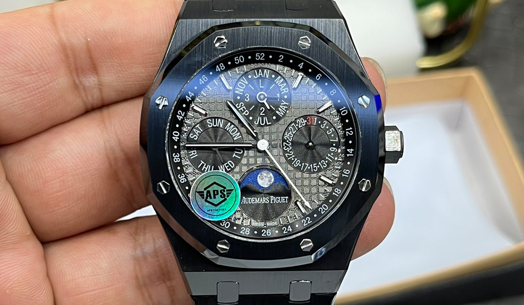 APSF Audemars Piguet Black Ceramic 26579 Moonphase Royal Oak